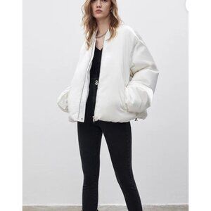 Madeinam Jill Bomb Puffer Jacket XS White Oversized Cropped Boxy Streetwear